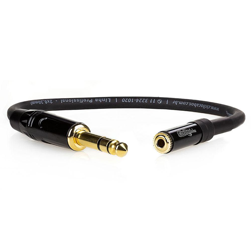 Miniatura Cabo P10 Macho Para P2 Femea Estereo - 2 Mt