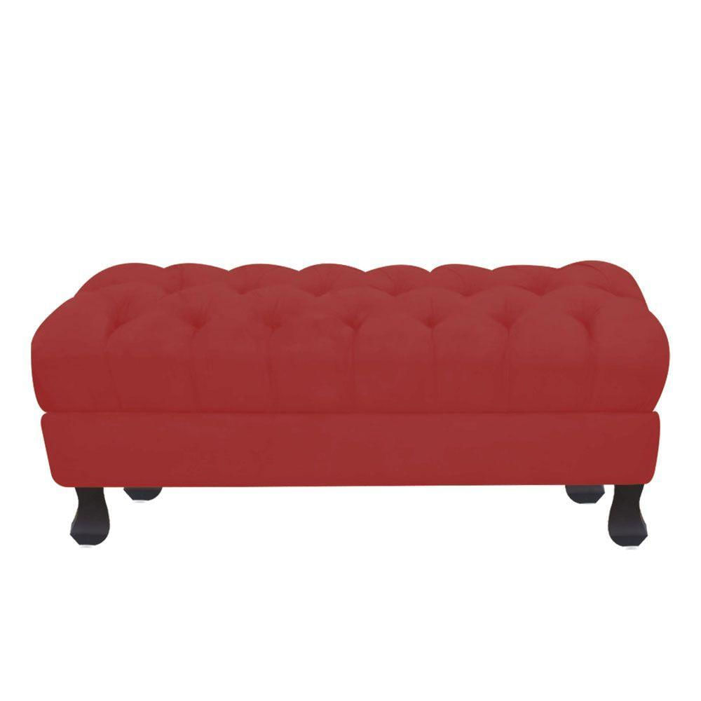 Miniatura Puff Decorativo Retro Luiz Xv Sem Baú Suede Rosé 80 Cm