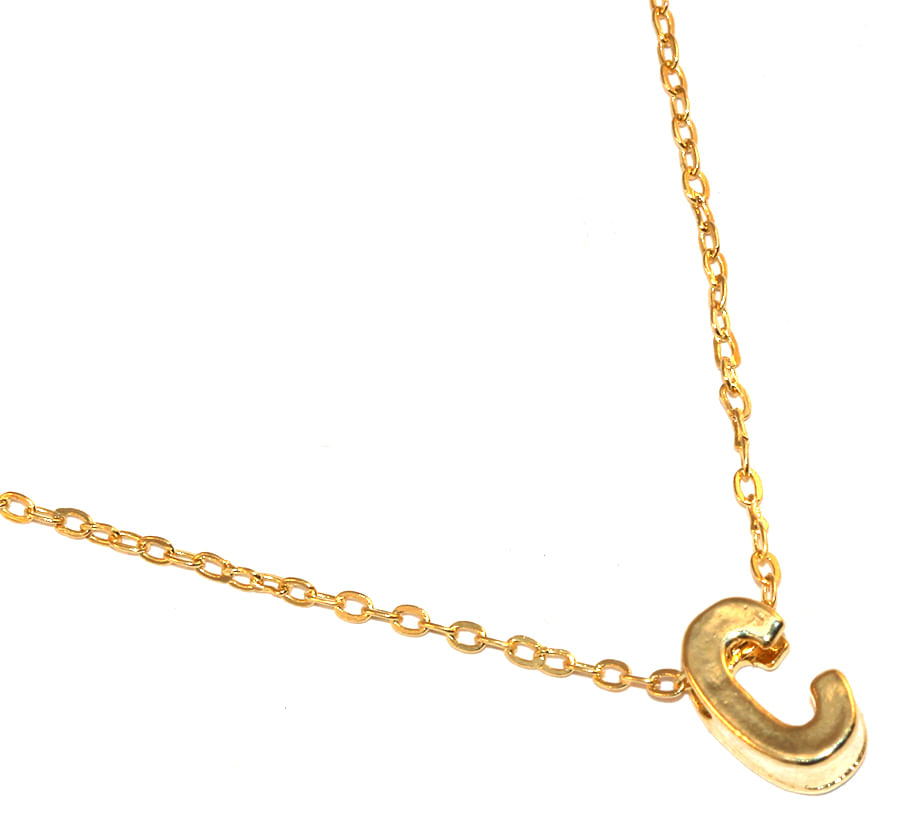 Miniatura Colar Cordão Letra Inicial C Lembrancinha Folheado Ouro 18k
