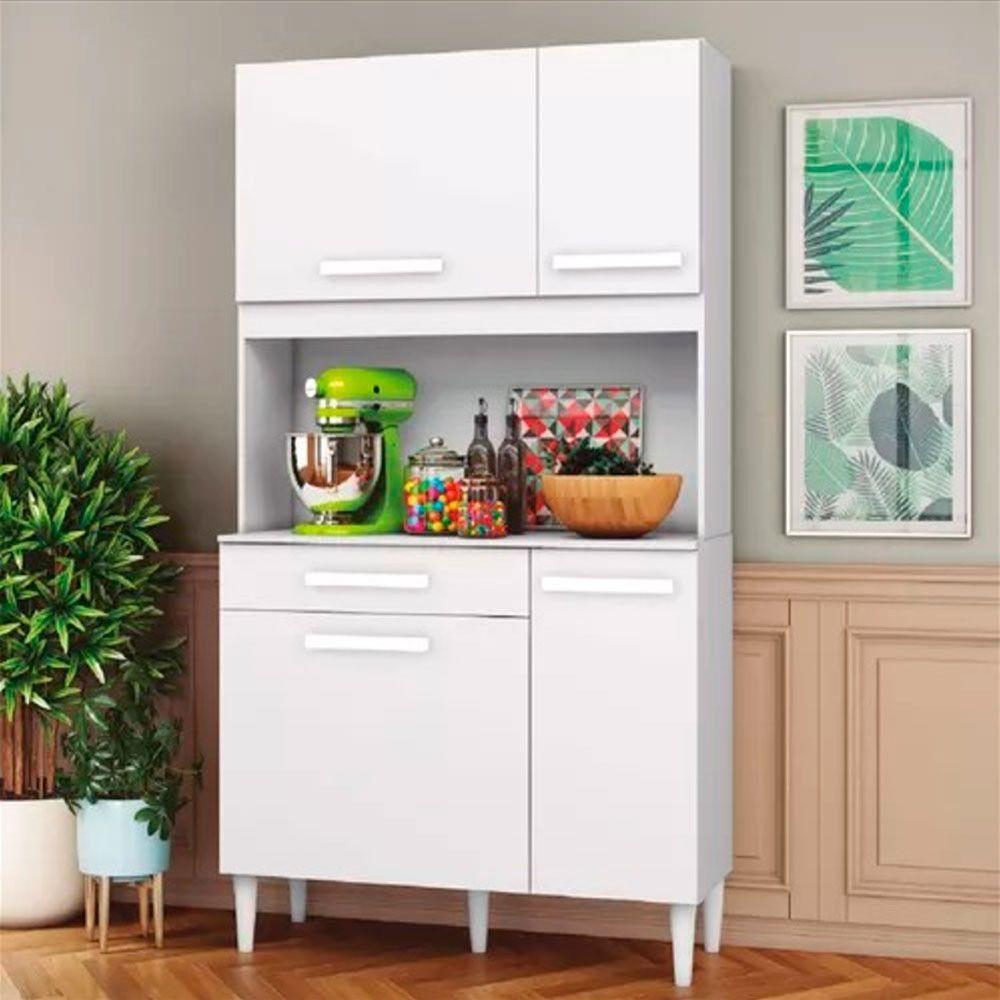 Miniatura Armário De Cozinha Com 4 Portas E 1 Gaveta Manu Branco