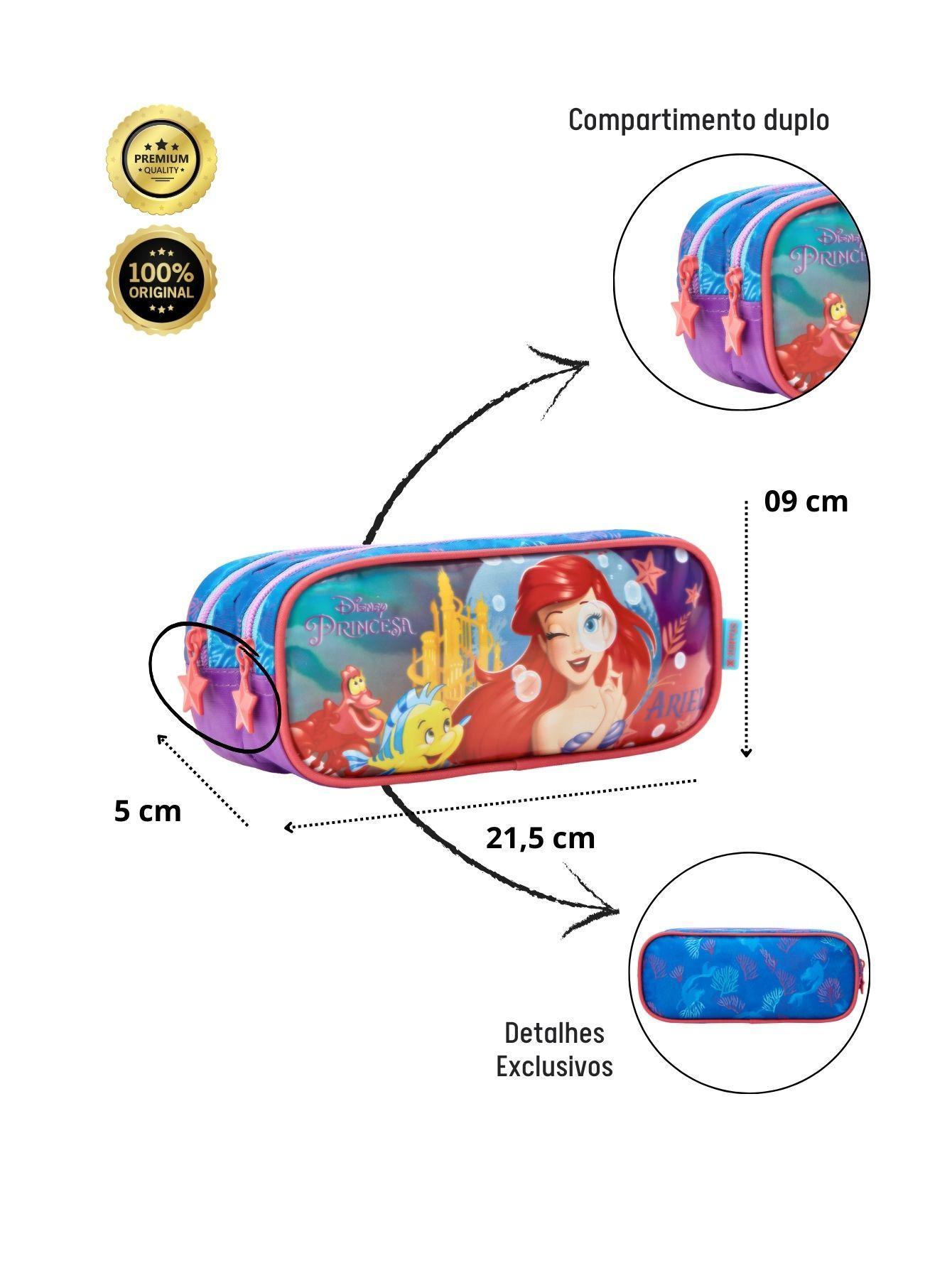 Kit Escolar Mochila De Rodinha+Lancheira+Estojo Ariel Sereia