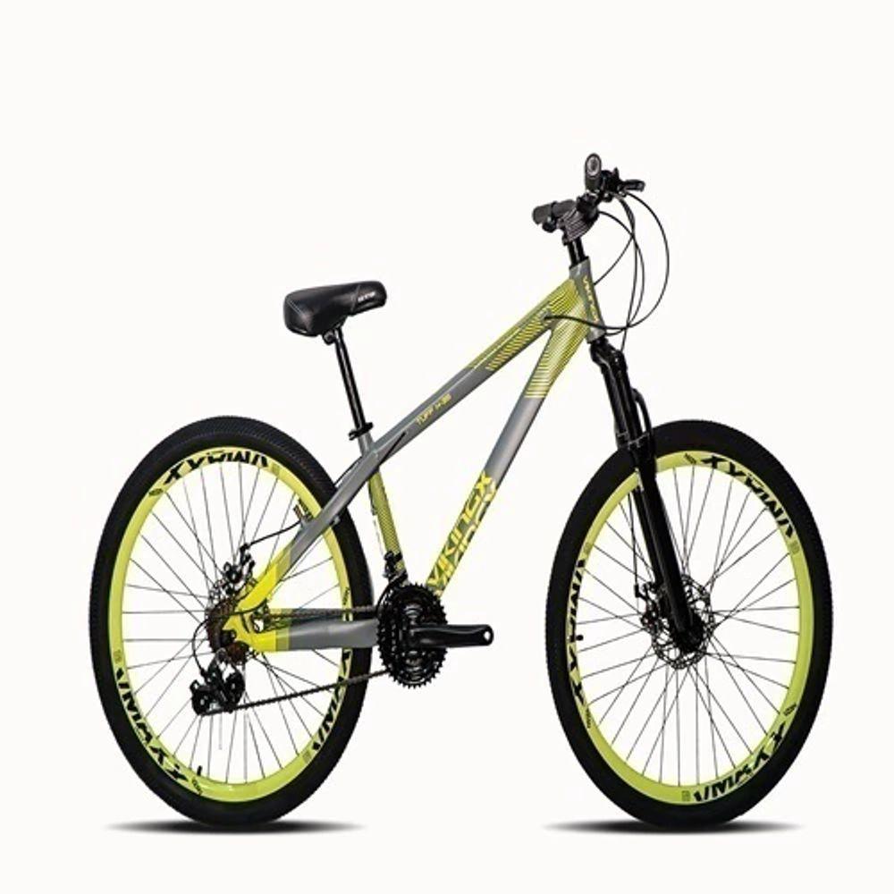 Miniatura Viking Cinza Amarelo Neon Tuff25/30 Do Grau Cambio Shimano Rodas Vmaxx Amarelo Neon Pneu Liso