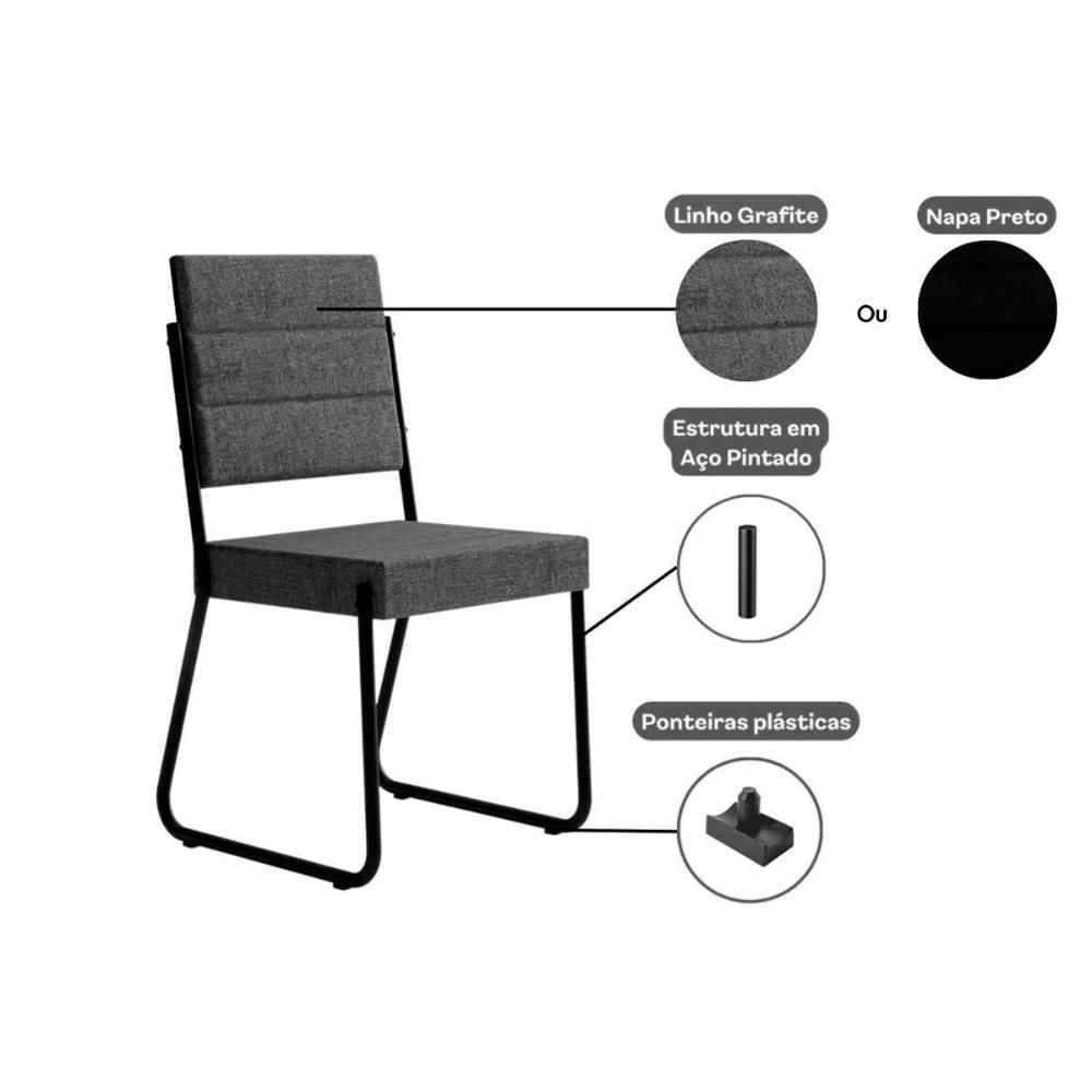 Sala De Jantar átria 1593 Aço Com Tampo Madeirado 90x90cm E 4 Cadeiras 1736 Pretonogal Preto Preto Carraro