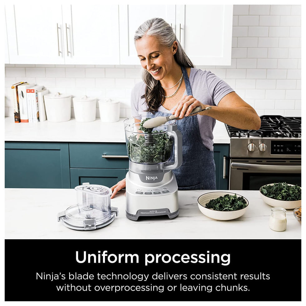 Miniatura Ninja NF701 Processador de Alimentos 2,8L com 4 Funções 2 Lâminas e 2 Discos, 1200W, 110V, Cinza