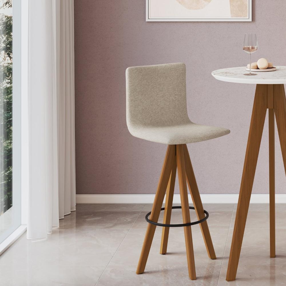 Miniatura Banqueta Giratoria Alta 75cm com Assento e Encostos Estofados Ref 257 Imbuia