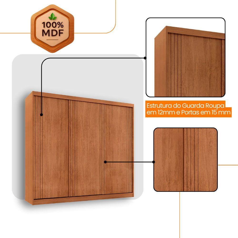 Miniatura Guarda Roupa Casal Connor 100% Mdf 3 Portas 4 Gavetas Naturalle