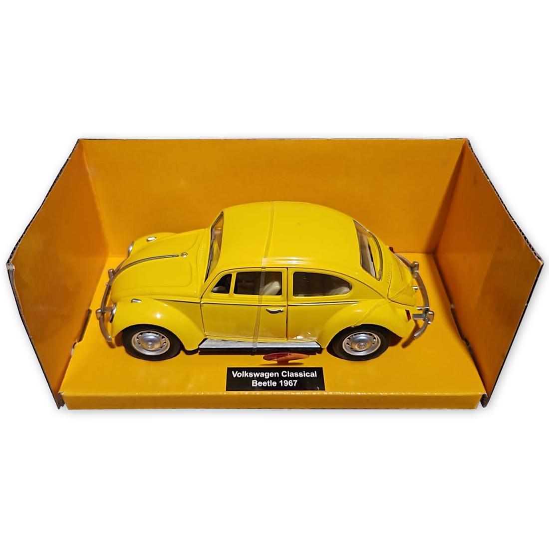 Miniatura Carro Miniatura Metal Fusca Amarelo 1967 1:32 Action Som Luz