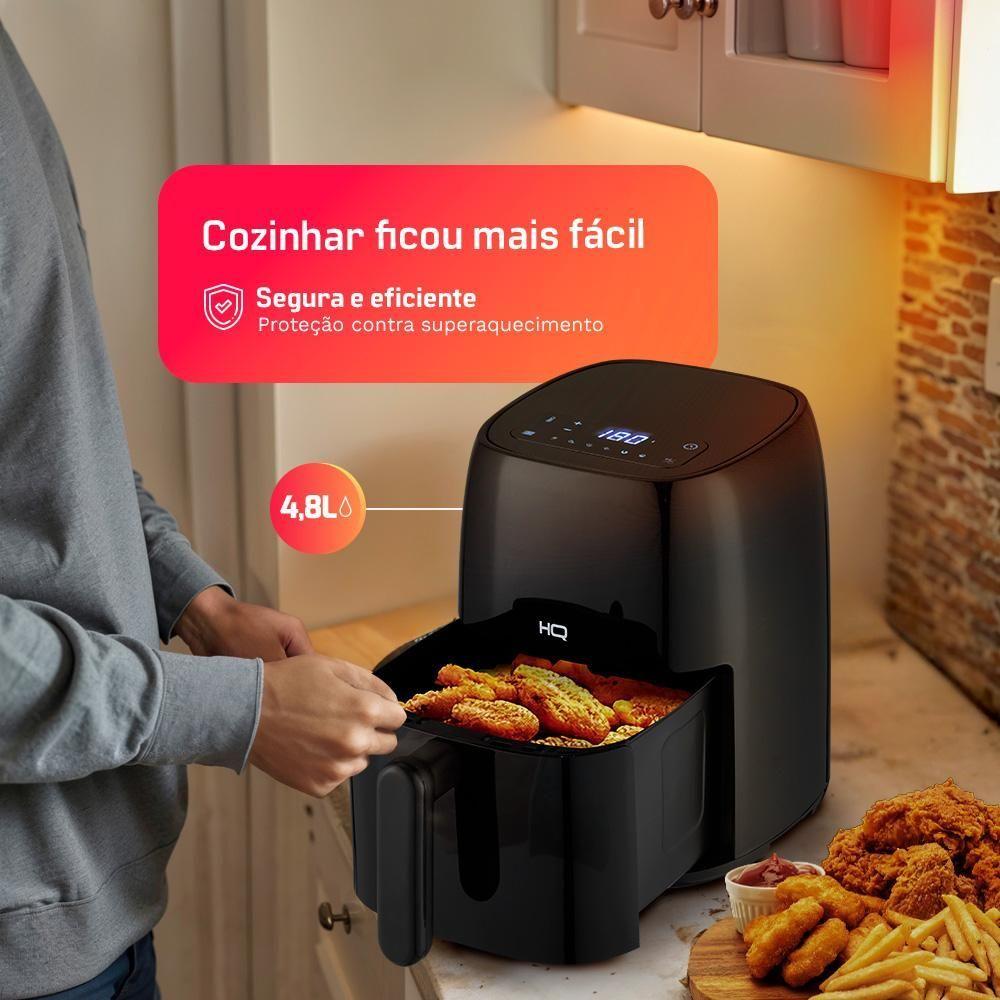Miniatura Fritadeira Sem óleo Airfryer HQ Digital Preto 4,8L HQ-AF4.8LDP 110V