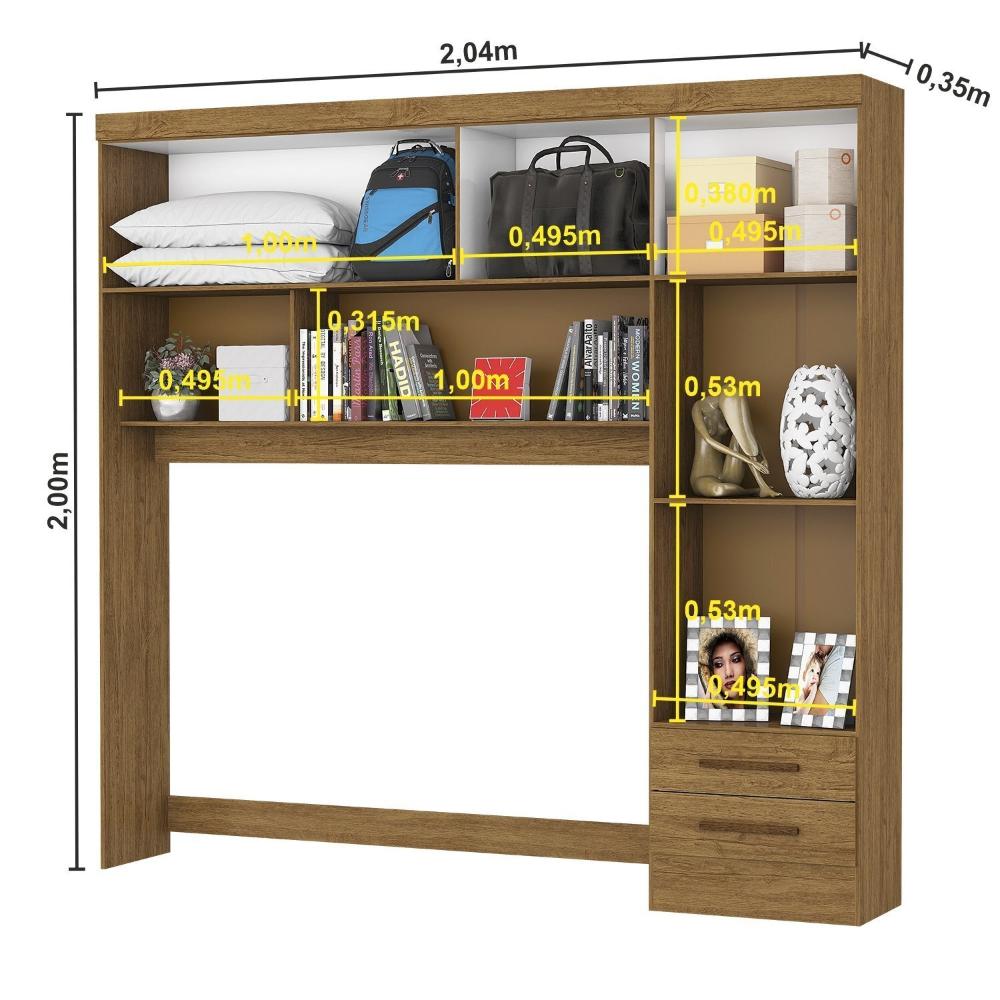 Miniatura Guarda-Roupa Casal Modulado 4 Portas Santiago 3 Portas Premium 5 Gaveta com Espelho Cinamomo