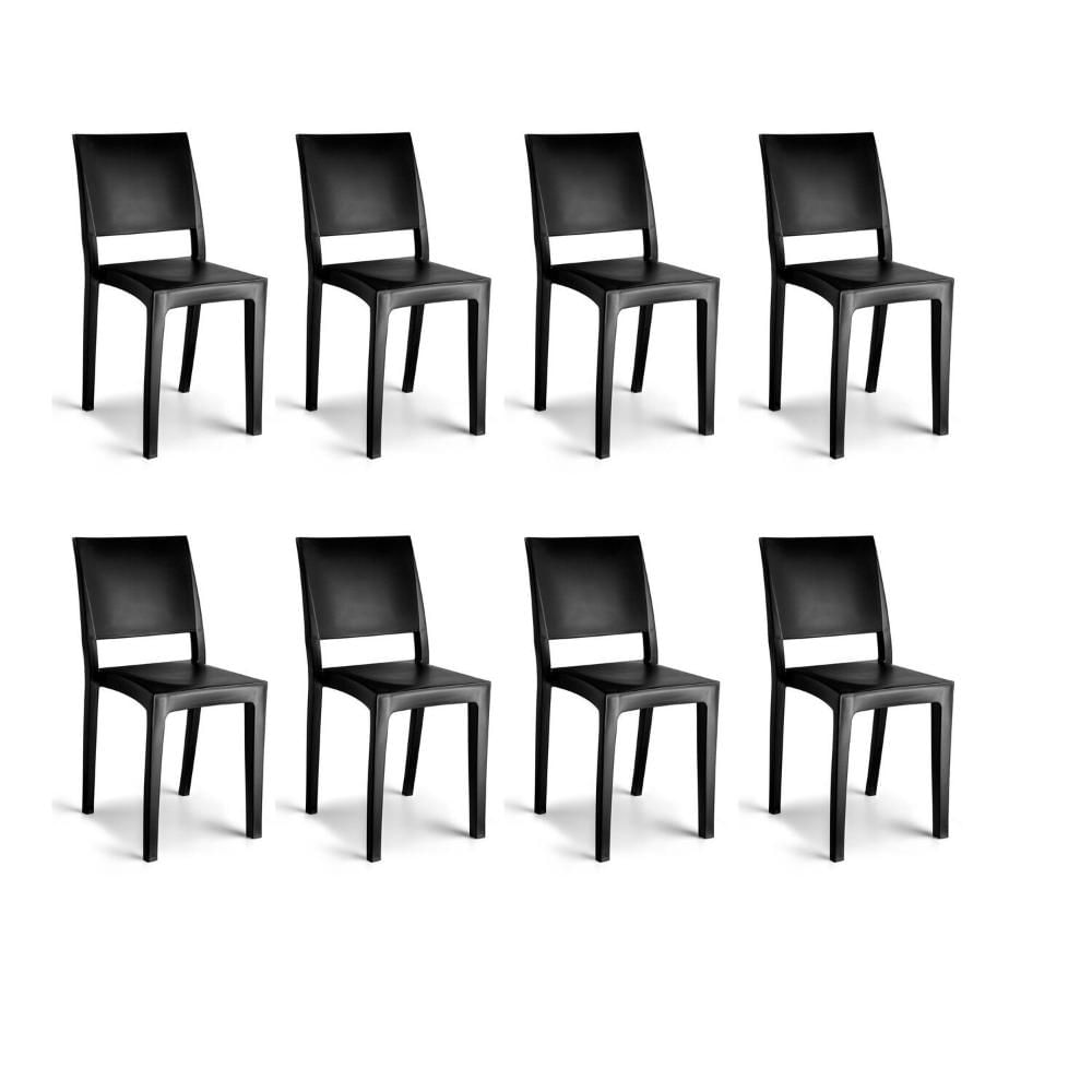 Miniatura Conjunto 8 Cadeiras Hydra Plus 53,5x40,6x84,4 Cm Preto