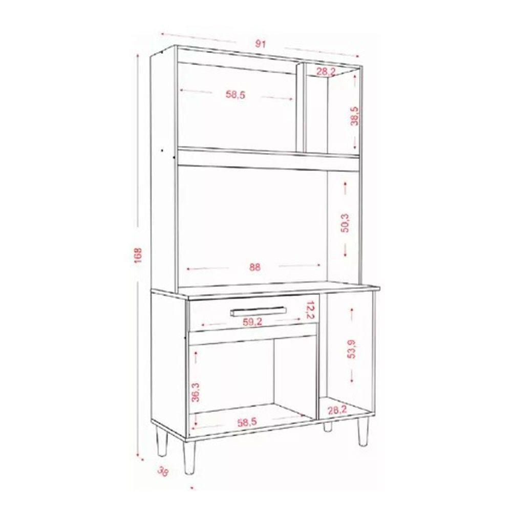 Miniatura Armário De Cozinha Com 4 Portas E 1 Gaveta Manu Branco