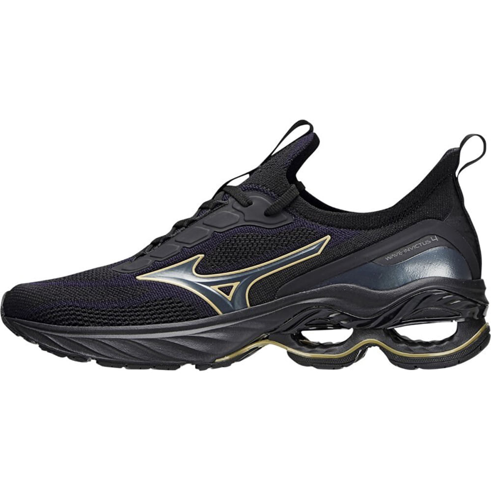 Miniatura Kit 1 Tênis masculino Mizuno de corrida Wave Invictus 4 e 1 mochila Energy Preto - 39