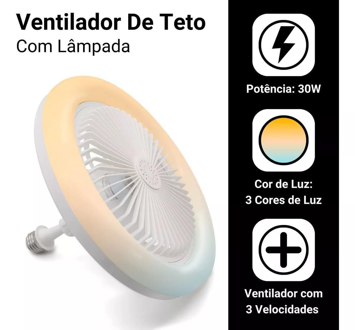 Miniatura Ventilador Teto Design Contemporâneo: Luminária Led