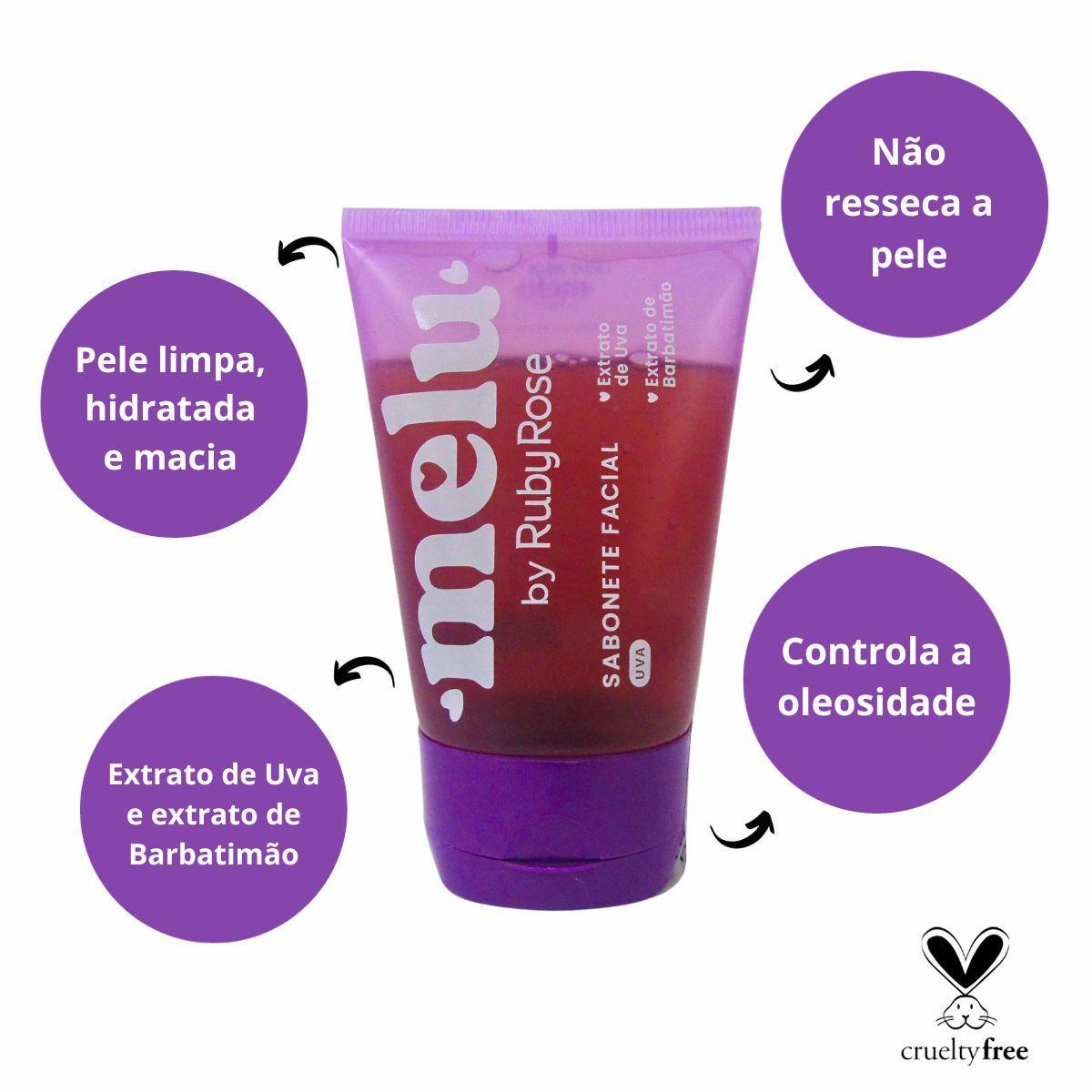 Miniatura Sabonete Facial Melu Uva Ruby Rose - Limpeza e Hidratação