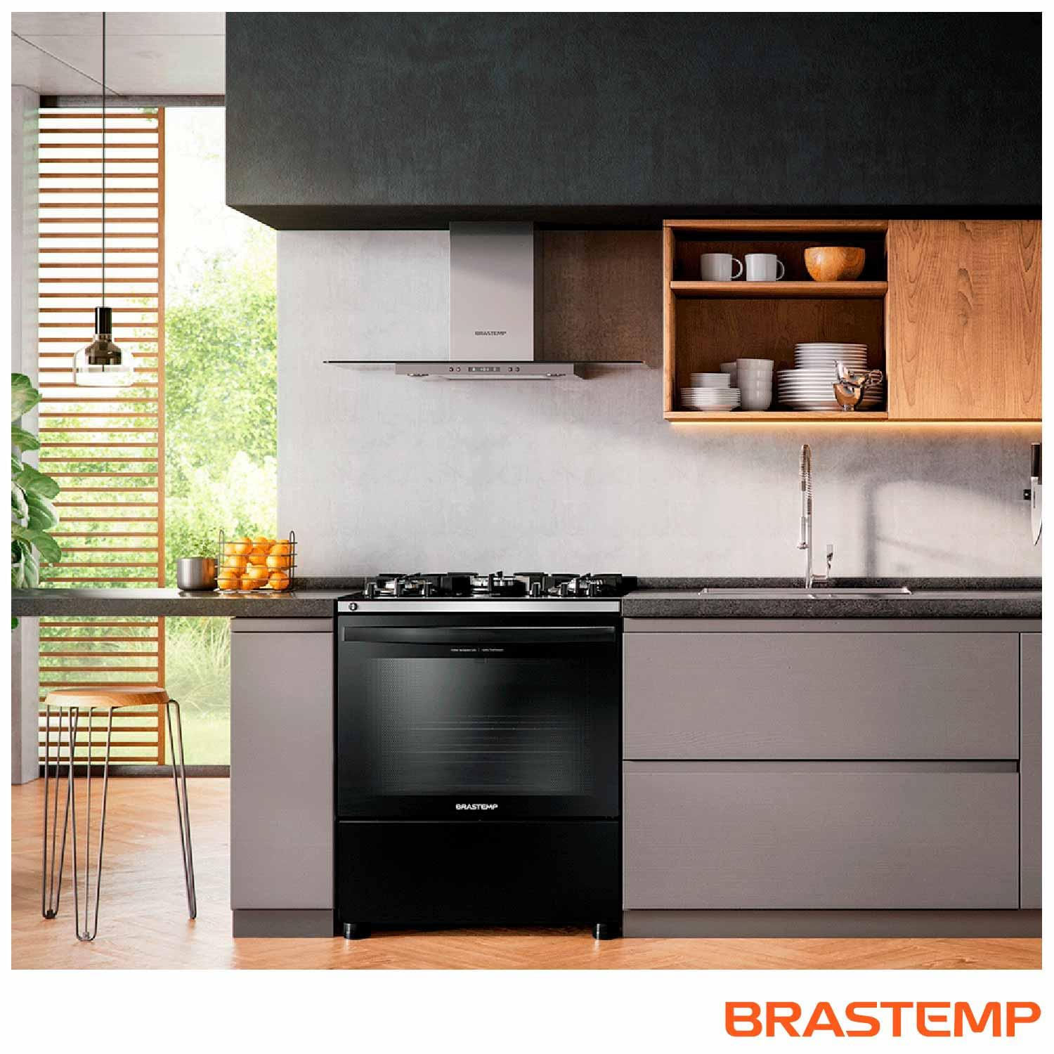 Fogão Brastemp 5 Bocas Preto com Turbo Chama com Mesa de Vidro - BFS5VCE Bivolt