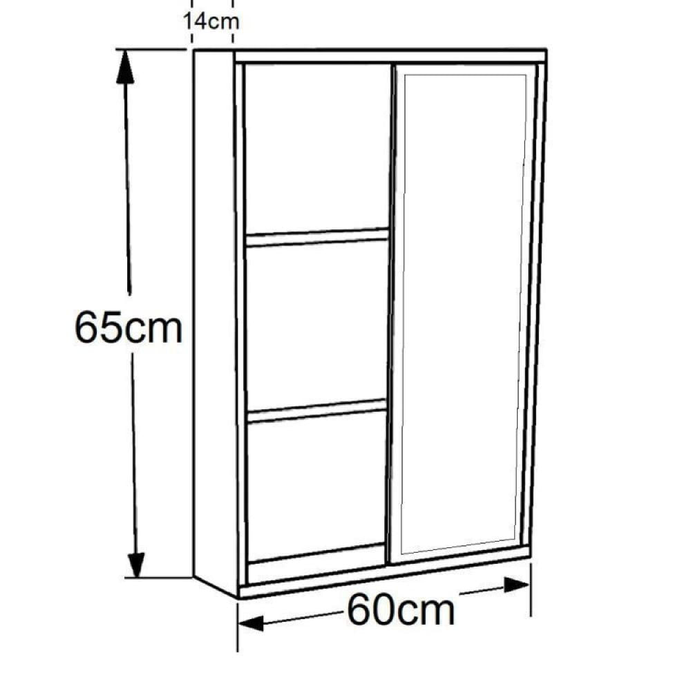 Gabinete de Banheiro 60cm Julia com Balcão 1 Porta Correr e Espelheira sem Cuba Mel/Arenas