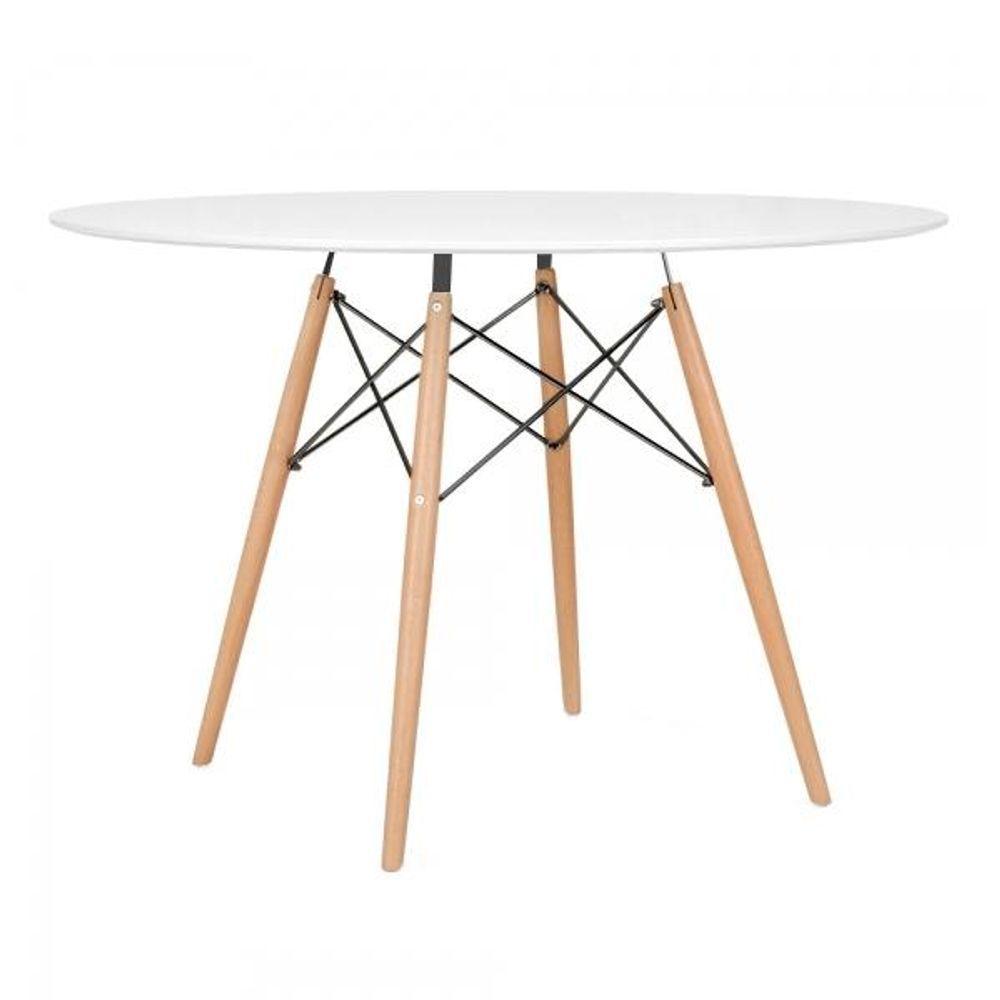 Mesa Redonda 120 Cm Branco + 6 Cadeiras Roxo