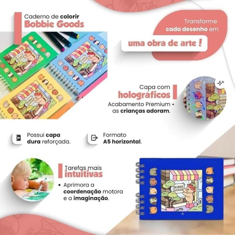 Kit Colorir Bob Goods Livro Capa Dura 50 Páginas + Canetas