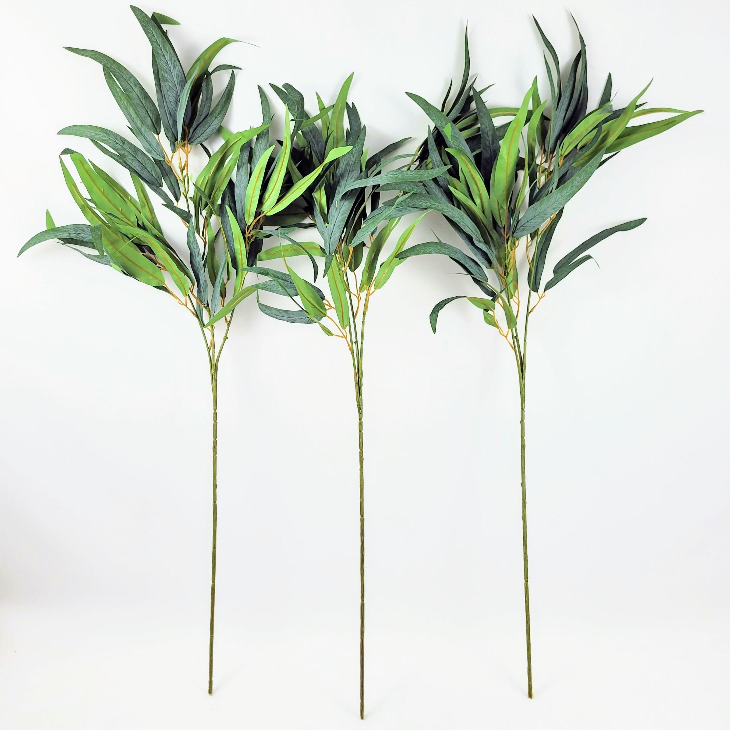 Miniatura Planta Artificial Eucalipto Folha Fina 95X20Cm Haste Kit 3Pc