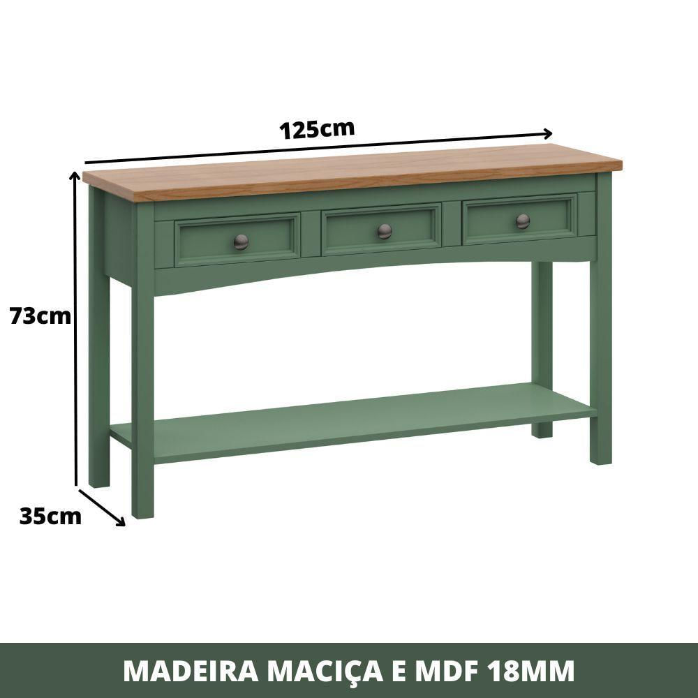Miniatura Mesa Aparador 3 Gavetas 1 Prateleira Veneza Verde