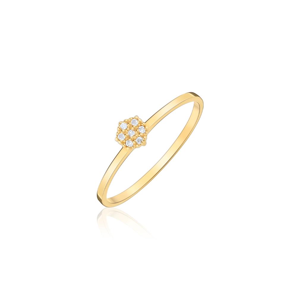 Miniatura Anel Solitário com 3 Pontos de Diamantes em Ouro Amarelo 18k 13
