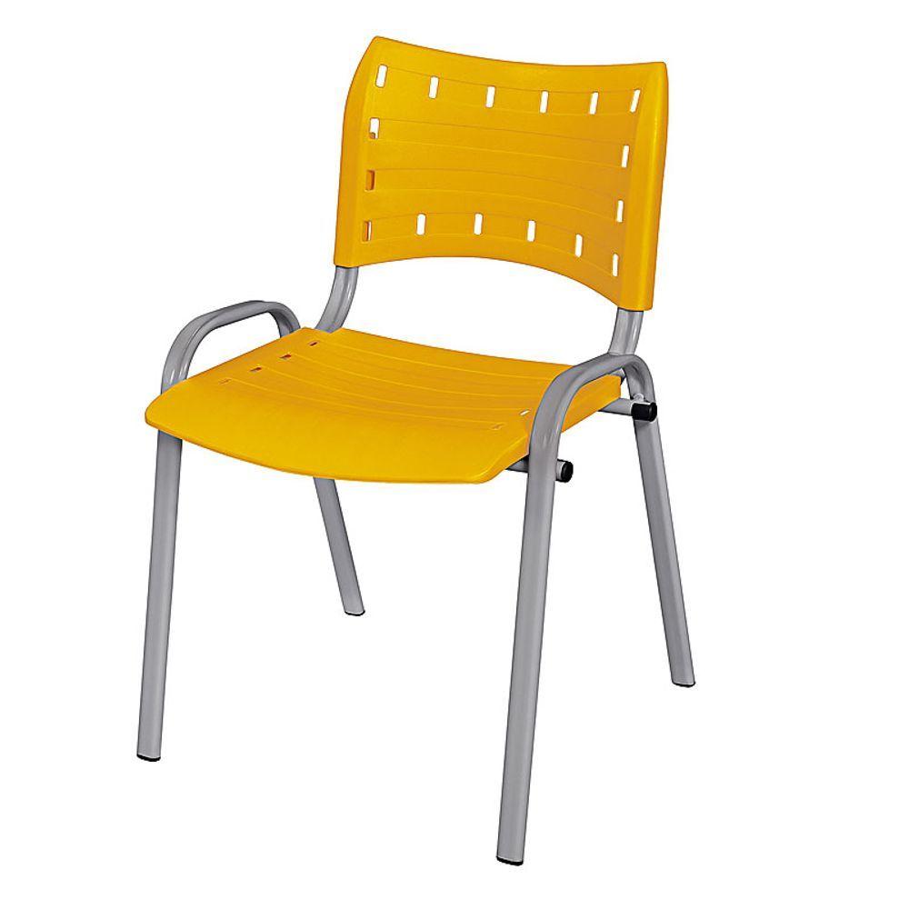 Miniatura Cadeira Iso Base Cinza Escola, Escritório Amarelo Kit 7 Un