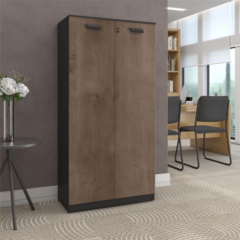 Miniatura Armário Alto Com 2 Portas Fechado Para Escritório - Castanho Castanho