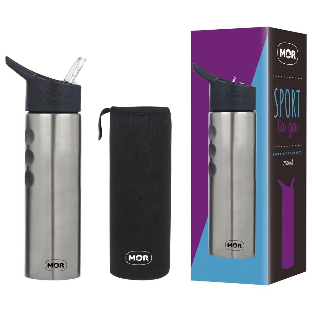 Miniatura Garrafa Squeeze Academia Aço Inox Capa Neoprene To Go Mor