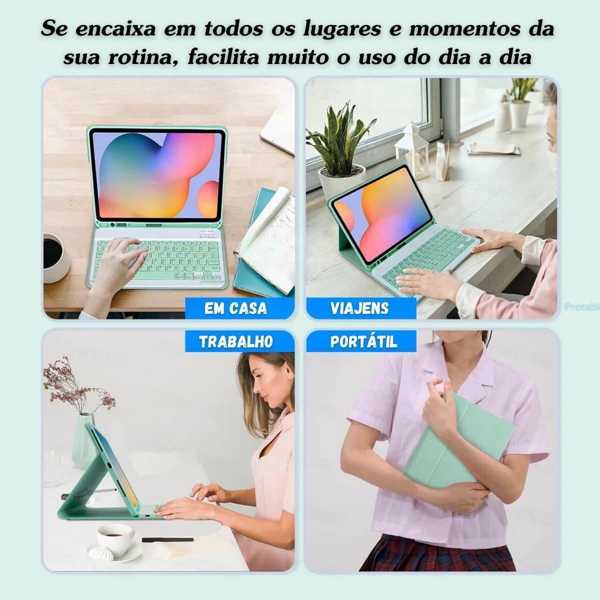 Miniatura Capa Tablet Samsung S6 Lite P619 Com Teclado Preto