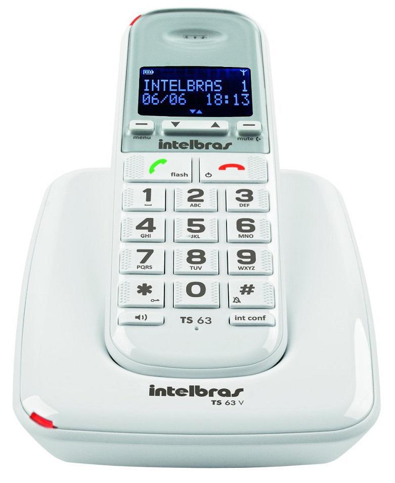Miniatura Telefone Sem Fio Digital Ts 63 V Branco Intelbras Com Id Telefone - Intelbras - Sem fio