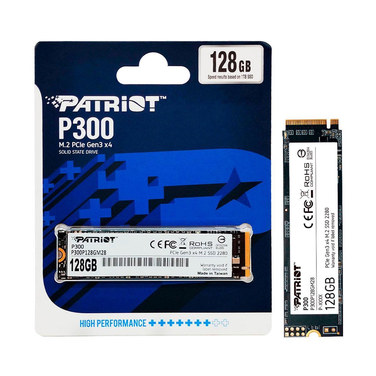 Miniatura Ssd 128Gb Patriot P300, M.2 2280 Pcie 3X4 Nvme 1.3, Leitura