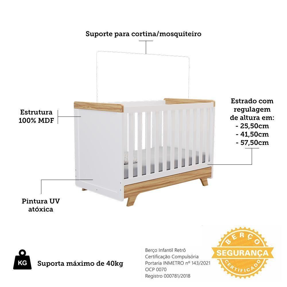 Miniatura Jogo De Quarto Infantil Retrô Cômoda E Berço Branco Brilho/amêndoa - Móveis Peroba