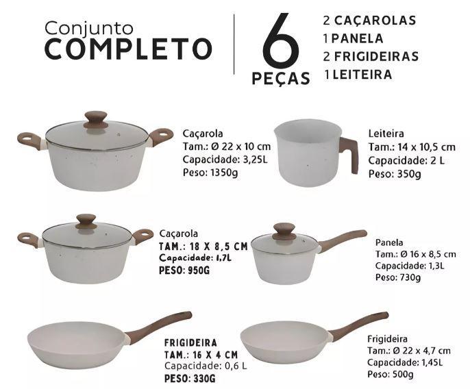 Miniatura Jogo De Panela Mármol Cerâmica 6 Peças Indução Mimo Style