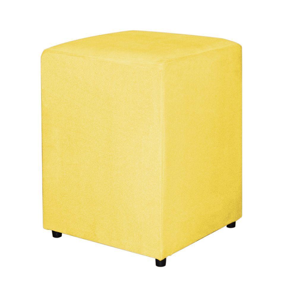 Miniatura Puff Quadrado Tecido Suede Amarelo