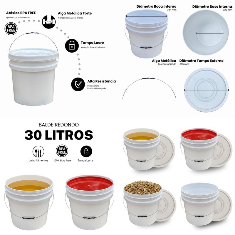 Miniatura Balde 30 Litros Mostarda E Condimentos - 5 Pçs