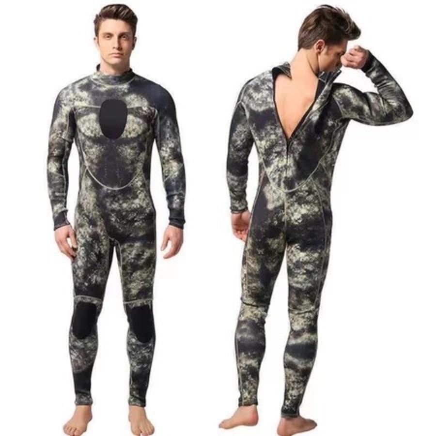 Miniatura Roupa De Mergulho Neoprene 3Mm Camuflada Pesca Rio Mar - 2Xl