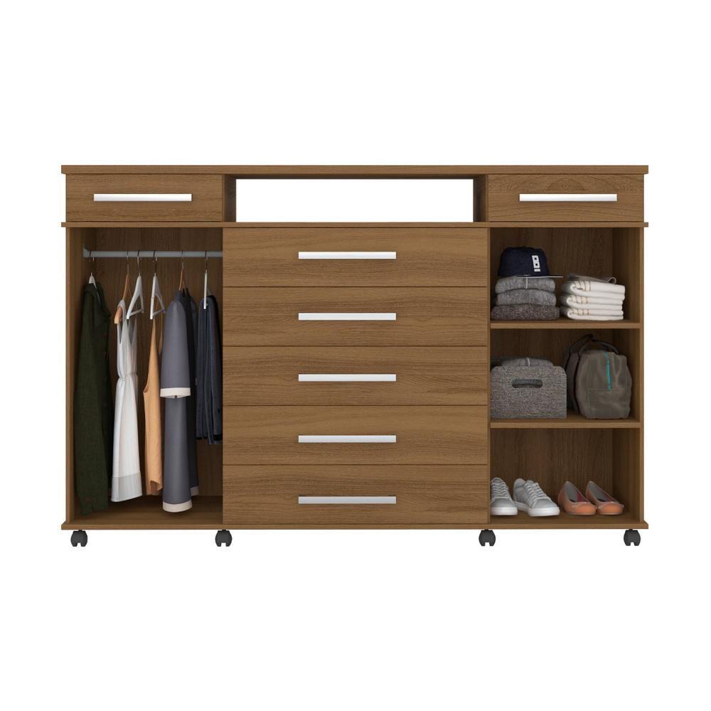 Cômoda 2 Portas 7 Gavetas Com Rodízios Cr40117 Amêndola Amêndola