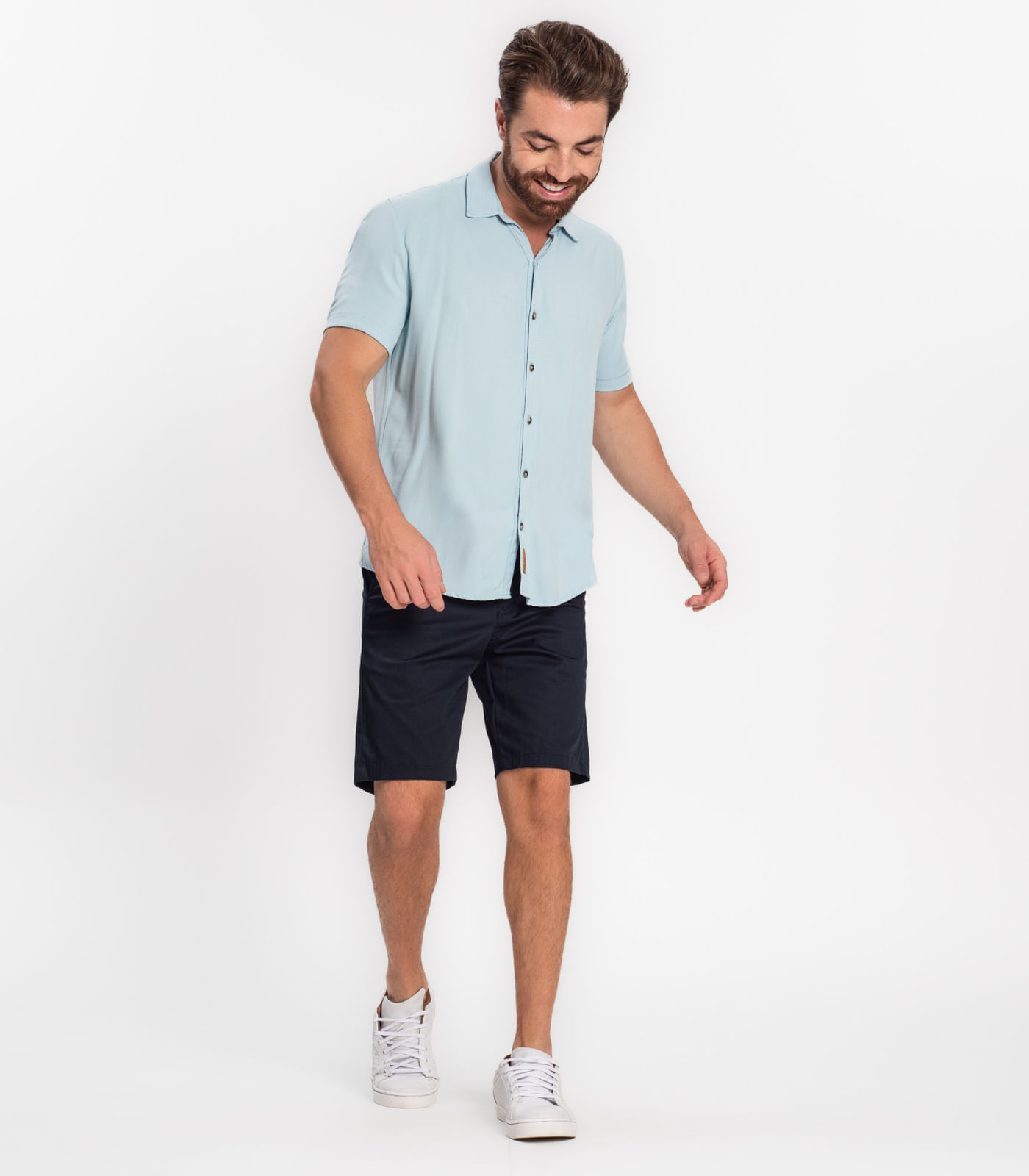 Camisa Masculina Em Viscose Dobby Diametro Azul G