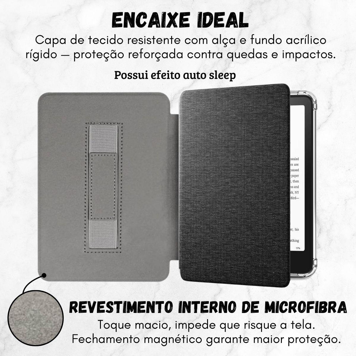 Miniatura Case Tecido Alça Para Kindle 12 Signature Edition + Película