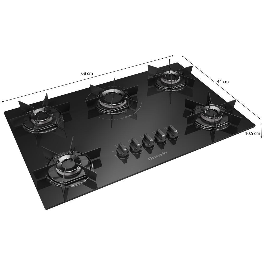 Miniatura Cooktop Mueller 5 Bocas Queimador Ultra Chama Mcg115bb Bivolt