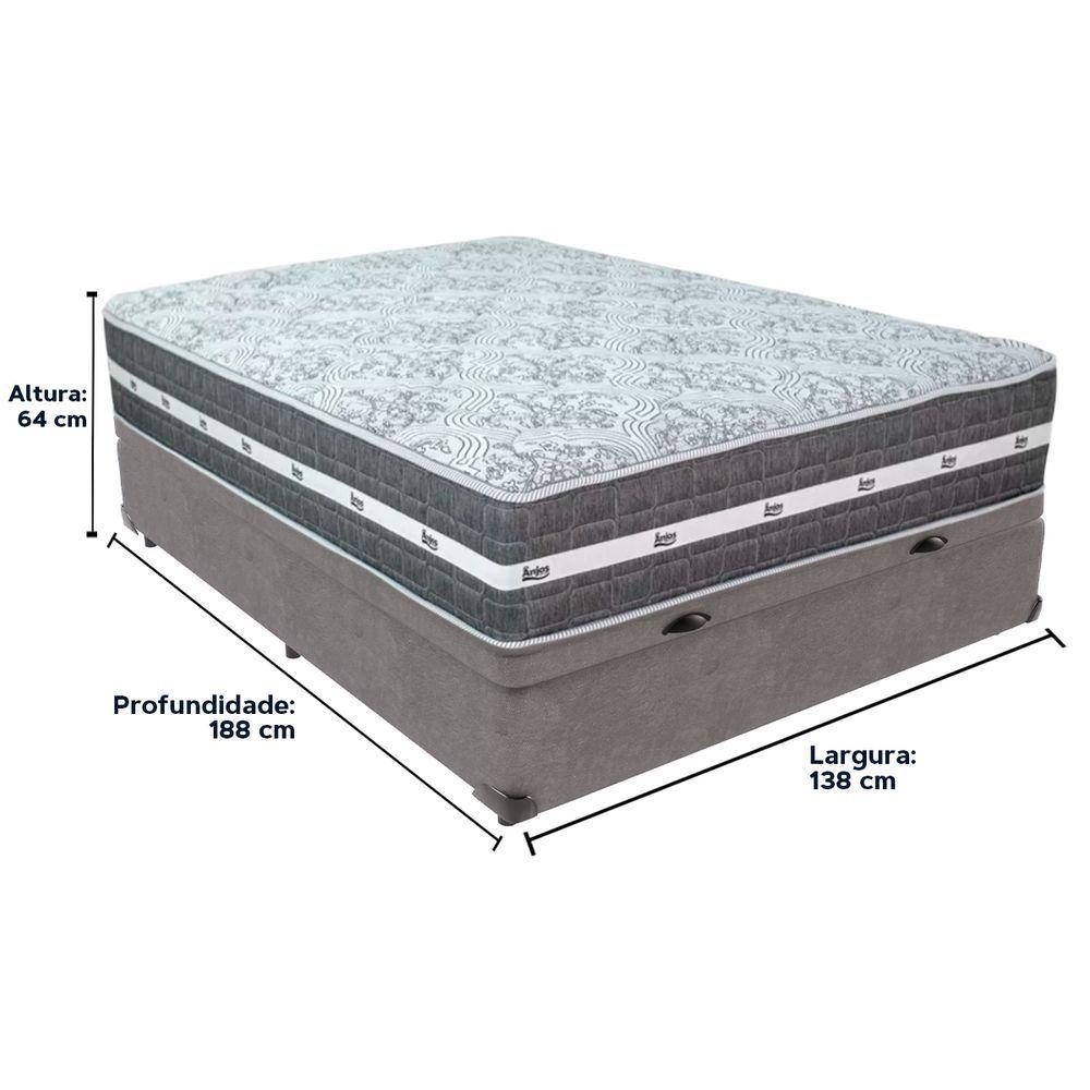Miniatura Cama Box Baú E Colchão Black Graphite Molas Ensacadas Casal 138x188x27 Anjos Casal Cinza