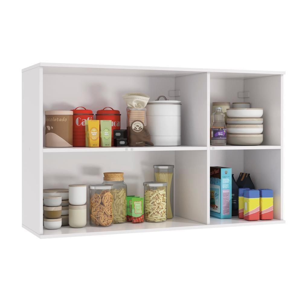 Miniatura Armário Aéreo Celeste Kappesberg 100% Mdf 3 Portas Com Vidro Branco/nogueira 120cm