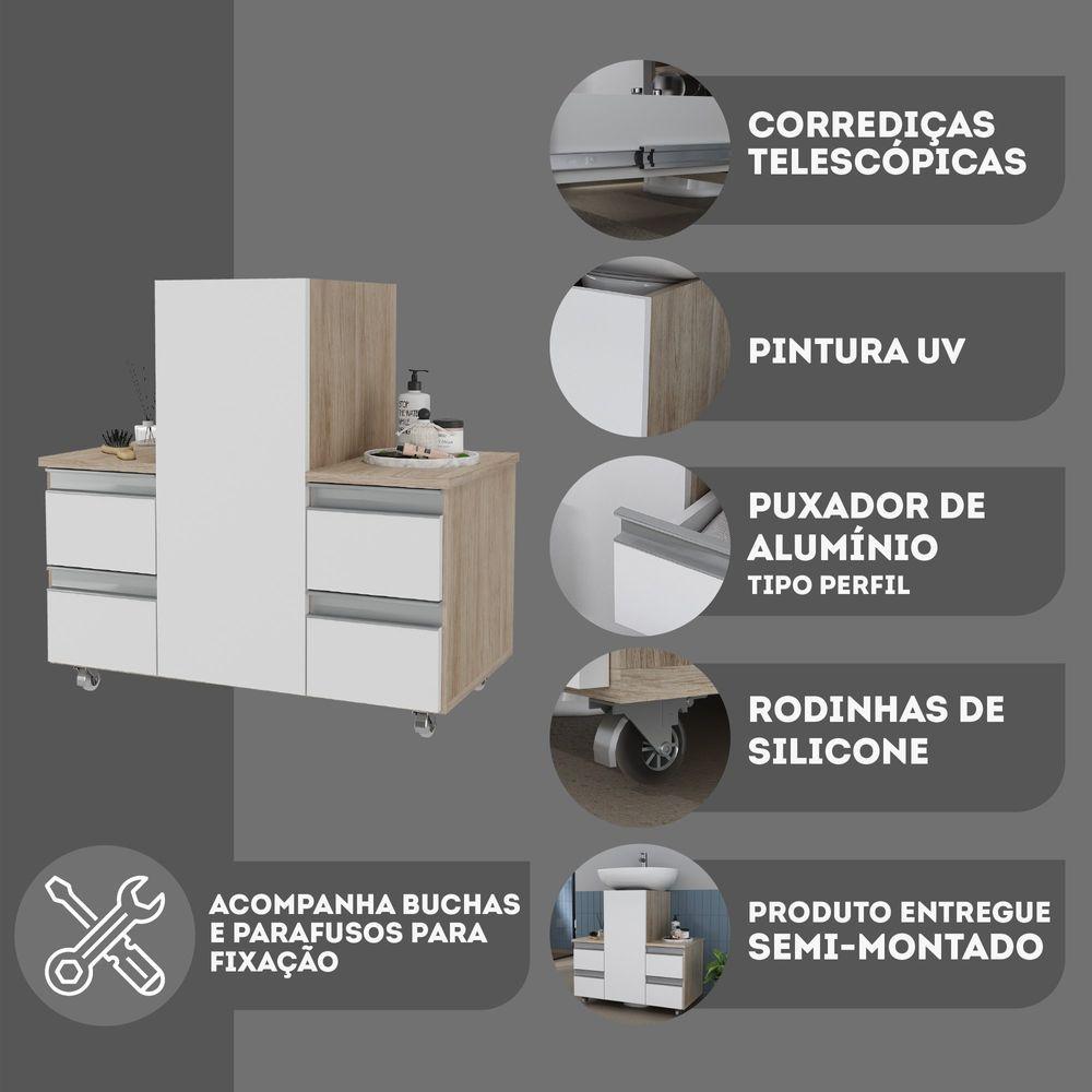 Miniatura Gabinete Banheiro Coluna Para Encaixe Madeirado Branco