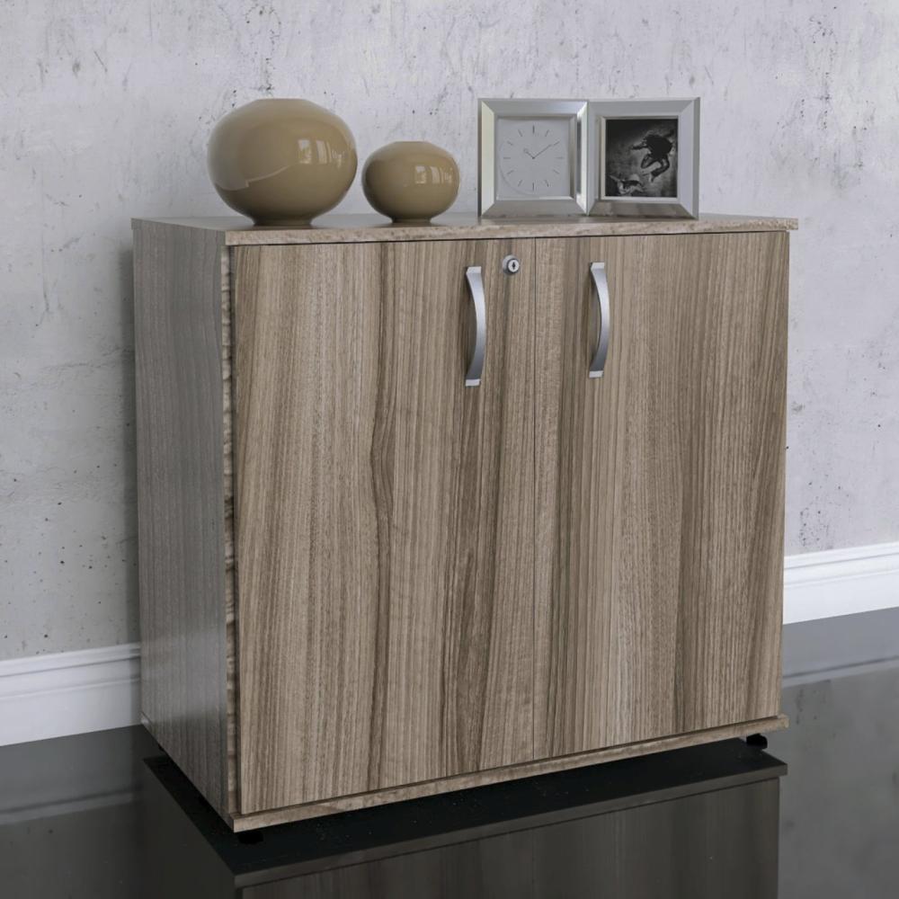 Miniatura Armário Baixo para Escritório 2 Portas Maxxi Pandin Móveis Walnut