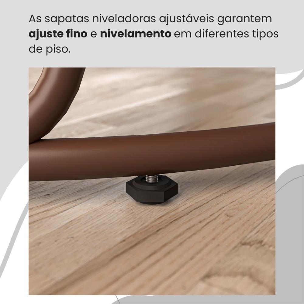 Conjunto Sala de Jantar Mesa Redonda 100cm Base Omega Tampo MDF Laca com Vidro Napoli Marrom