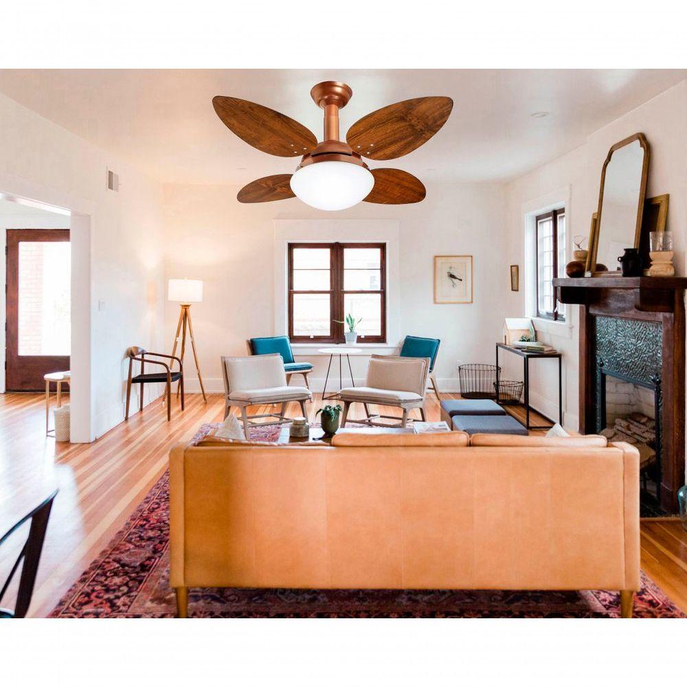 Miniatura Ventilador De Teto Jet Pétalo Venti-delta Cobre Imbuia 110v