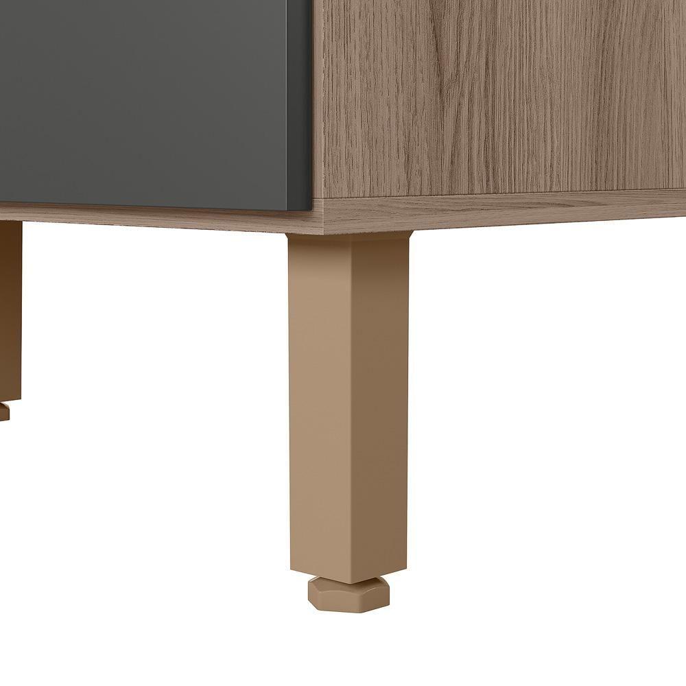Balcao Tampo 2g Vidro 80cm Mdf Kali 16415 Nicioli Carvalho Toq Chumbo