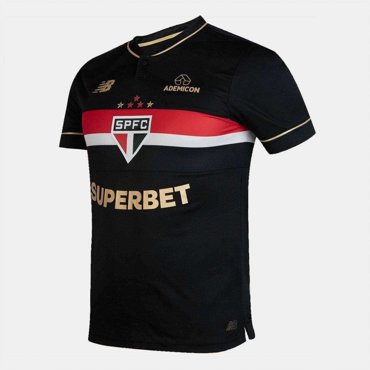 Miniatura Camisa São Paulo III 25/26 s/n° Jogador Comemorativa New Balance Masculina Preto+Vermelho - EEGG
