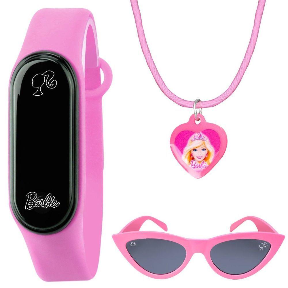 Miniatura Relogio Barbie Digital Infantil + Oculos Proteção Uv + Colar Presente Pulseira Ajustavel