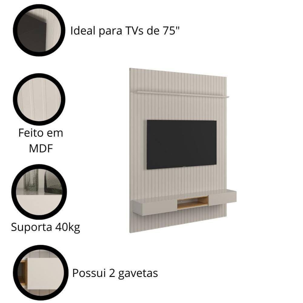 Miniatura Painel Frisado Oslo - Mdf 1 Porta E 1 Gaveta Off White-freijó - Lukaliam Móveis